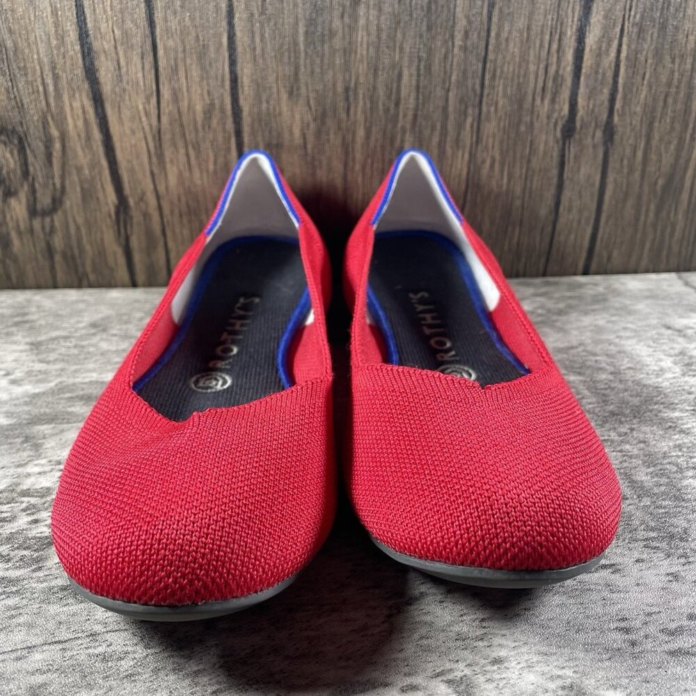 Rothy’s The Flat Women’s 8 Red Round Toe Knit Slip On Ballet Flats - Picture 5 of 9